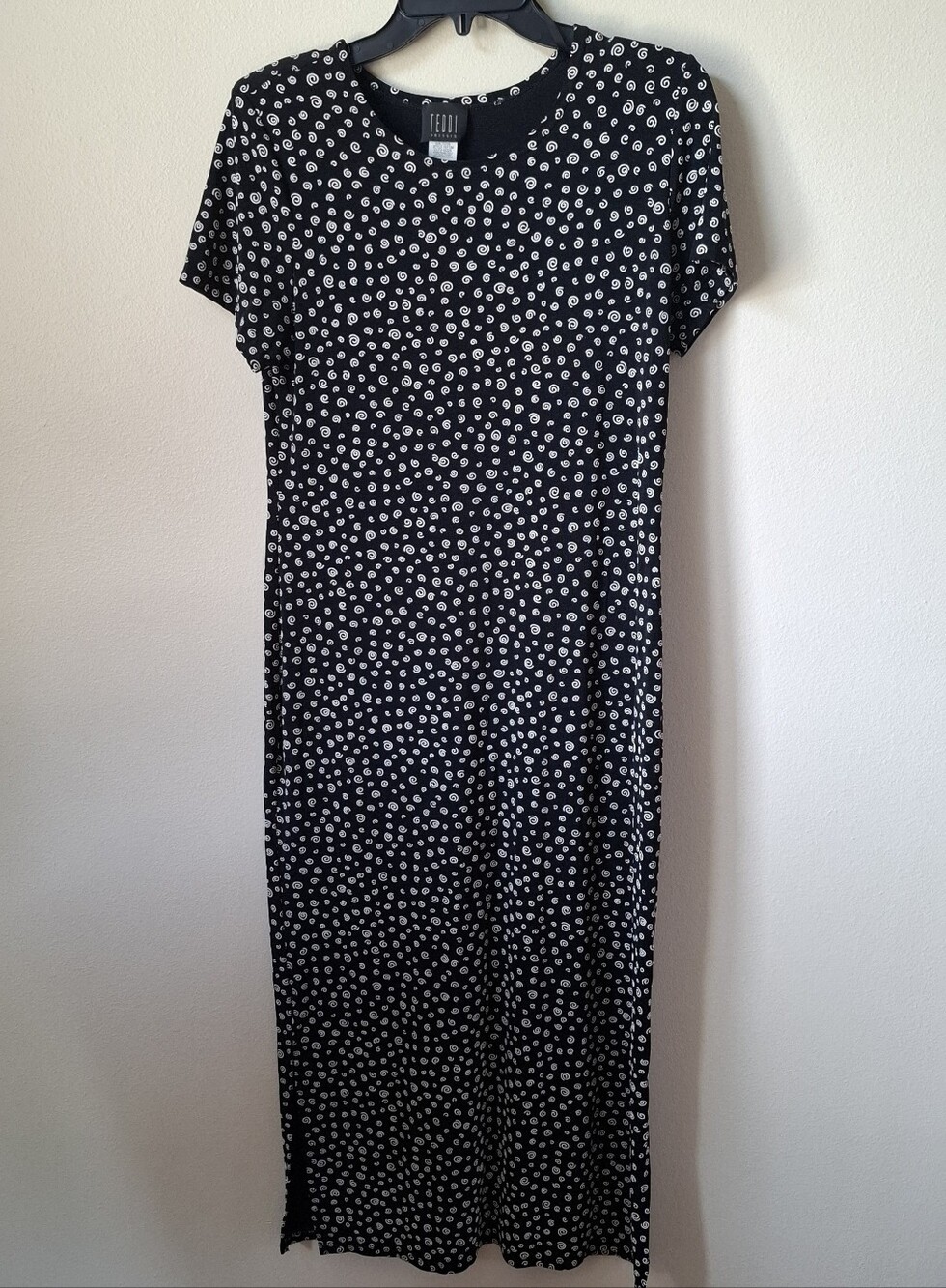 Vintage Teddi Dresses Black and White Maxi Dress Size 12